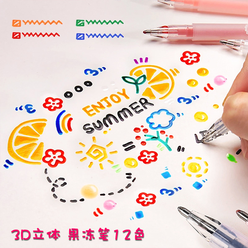 3D Three-dimensional Jelly Pen - Gel Ink Pen Set ulasan dan harga