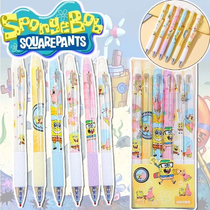 6Pcs/Set SpongeBob Kawaii Eras - Gel Ink Pen Set ulasan dan harga