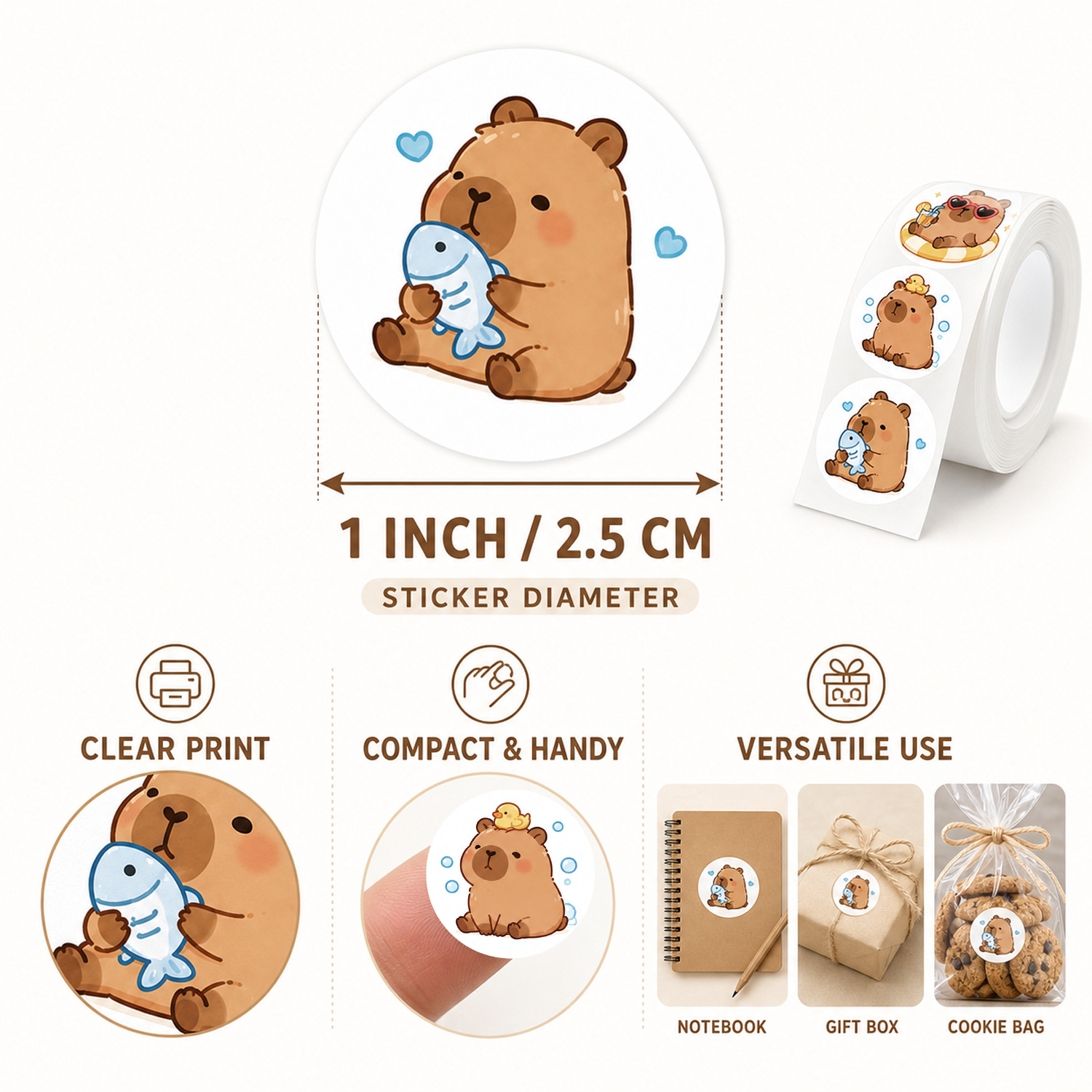 JCAC 500pcs/roll Cute Cartoon  - Sticker Label Roll ulasan dan harga
