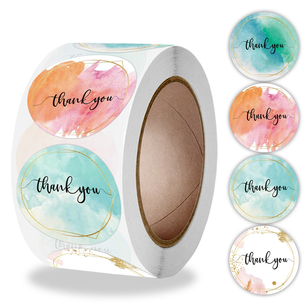 100-500 Pcs Thank You Stickers - Stationery Supplies Business ulasan dan harga
