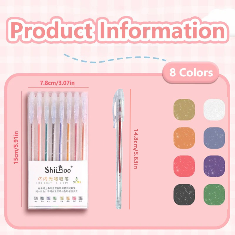 8-60 Colors Glitter Gel Pen Se - Gel Ink Pen Set ulasan dan harga